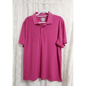 Grand Slam Mens Slim Fit Performance Golf Polo Shirt Pink XL Short Sleeve Logo